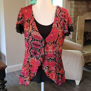 Cocomo petite sz PM blouse orange/blk